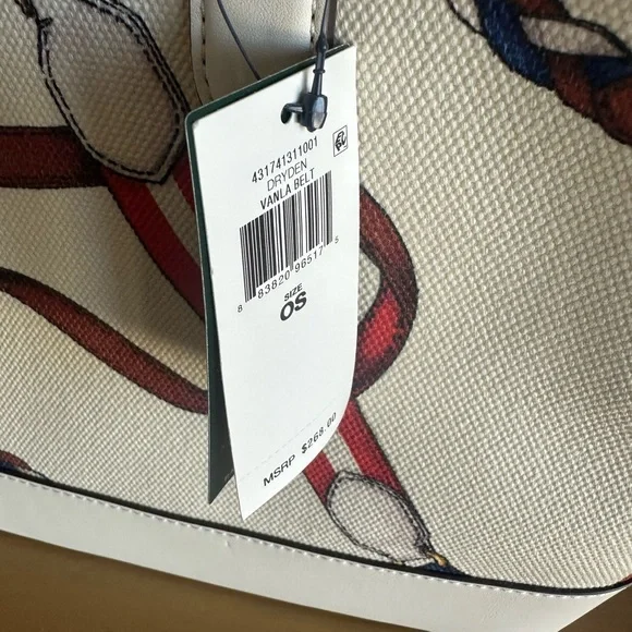 NWT Lauren Ralph Lauren Marcy Equestrian Satchel in “Vanilla Sig Belting” Print - Picture 3 of 4